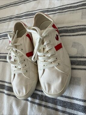 Lacoste Men's Sideline Canvas Off White / Red Ankle-High Sneaker - 7.5